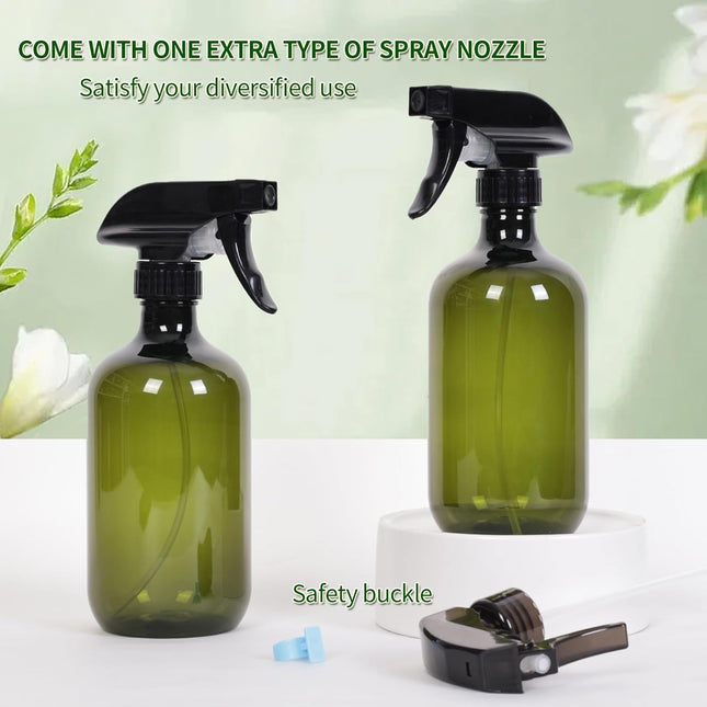 Cleaning Spray Bottles for Plants Misters for Inside, 2 Pack 16.9 oz Squirt Bottle, Water Spray Bottle Mist Sprayer, No Leak Hair Mister Spray Bottle Empty with Adjustable Nozzle (Green).