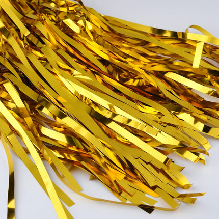 2 Pack Gold Foil Fringe Curtain Metallic Foil Curtain for Wedding Birthday Party Photo Backdrop Wedding Event Decor.