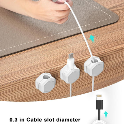 8 Pack Cord Holder - Cord Organizer - Magnetic Cable Clips - Cord Organizer for Desk, Nightstand, Phone Charger, Computer, Home, Office, Car (White).