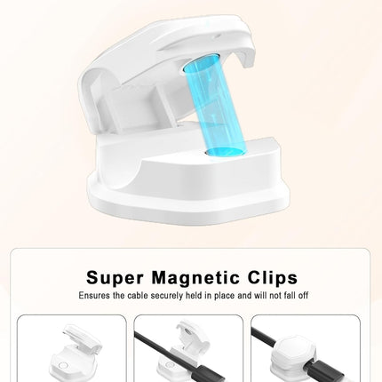 8 Pack Cord Holder - Cord Organizer - Magnetic Cable Clips - Cord Organizer for Desk, Nightstand, Phone Charger, Computer, Home, Office, Car (White).