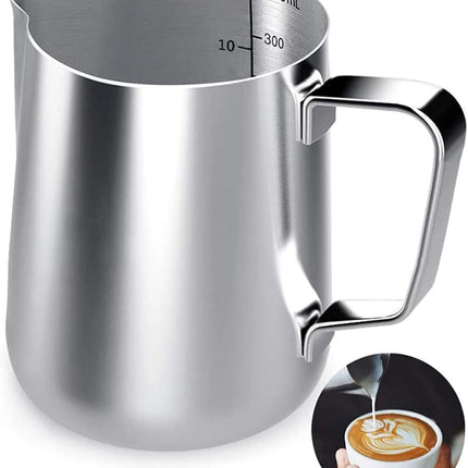 Milk Frothing Pitcher, 12oz Milk Frother Cup Espresso Cup Stainless Steel.