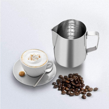 Milk Frothing Pitcher, 12oz Milk Frother Cup Espresso Cup Stainless Steel.