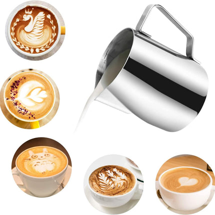 Milk Frothing Pitcher, 12oz Milk Frother Cup Espresso Cup Stainless Steel.
