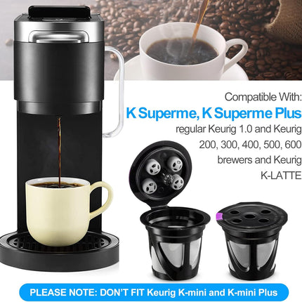 Reusable K Cups Compatible for Keurig Supreme and K-Supreme Plus, Refillable Kcup for Keurig Supreme Coffee Maker - MultiStream Coffee Pods Filter (4 Pack).