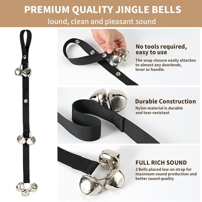Upgraded Puppy Bells Dog Doorbells for Door Knob/Potty Training/Go Outside-Dog Bells for Puppies Dogs Doggy Doggie Pooch Pet Cat for Dog Lovers-Premium Quality-3 Snaps for Length Adjustment.