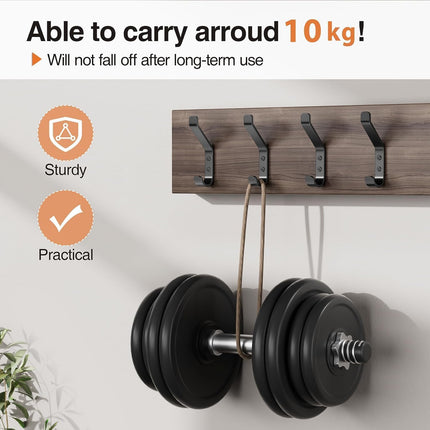 10-Pack Coat Hook for Hanging, 10KG (Max), Stainless Wall Hooks for Towel, Hat, Backpack, Key, Clothes, Wall Mounted Coat Hanger for Closet, Black 10 CM.
