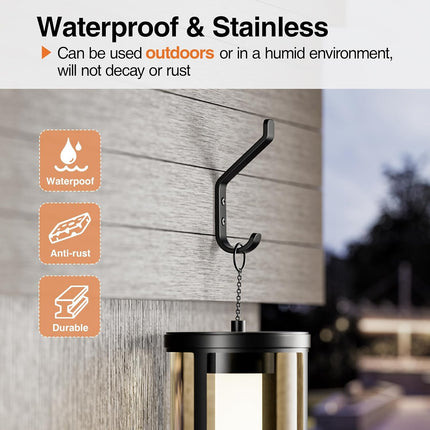 10-Pack Coat Hook for Hanging, 10KG (Max), Stainless Wall Hooks for Towel, Hat, Backpack, Key, Clothes, Wall Mounted Coat Hanger for Closet, Black 10 CM.