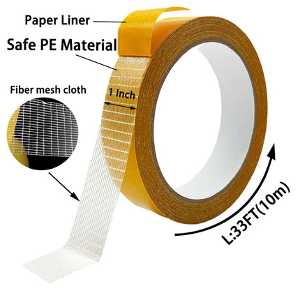 Heavy Duty Double Sided Fabric Tape, 1 Inch X 33FT Stitch Witchery Hem Tape for Pants Clothes Curtain Fabric Sofa Covers, No Sewing Ironing, Strong Adhesive Tape for Rug, Carpet, Art.