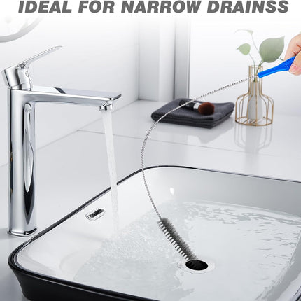 Drain Cleaning Brush Set，Flexible Long Pipe Snake Hair Clogs Catcher Cleaner Tool for Toilet，Sewer Drain，Pipe Brush，Drain Cleaner Brush，Sink Drain Brush.
