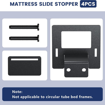 Non Slip Mattress Gaskets for Metal Bed Frame, Mattress Holder in Place Gripper, Adjustable Mattress Retainer Bar, Keep Mattress from Sliding Gripper, 4 PCS, Black.