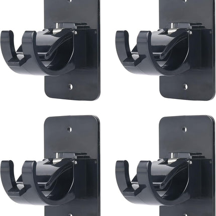 4Pcs Self-Adhesive Curtain Rod Clips, Universal Plastic Curtain Rod Clips, No Drilling,for C urtain Rods up to 40mm (Black) (Curtain Rod Not Included).