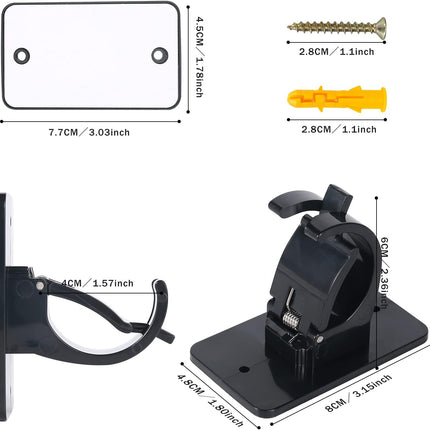 4Pcs Self-Adhesive Curtain Rod Clips, Universal Plastic Curtain Rod Clips, No Drilling,for C urtain Rods up to 40mm (Black) (Curtain Rod Not Included).