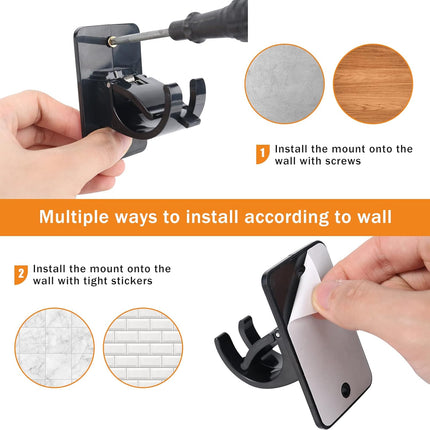 4Pcs Self-Adhesive Curtain Rod Clips, Universal Plastic Curtain Rod Clips, No Drilling,for C urtain Rods up to 40mm (Black) (Curtain Rod Not Included).