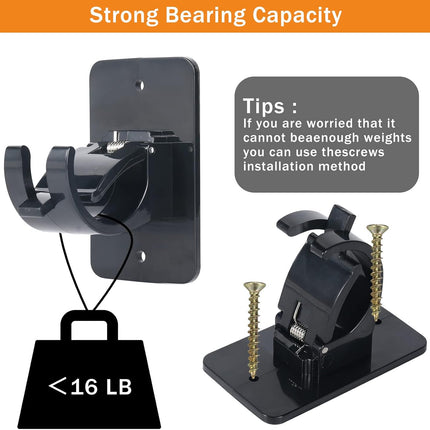 4Pcs Self-Adhesive Curtain Rod Clips, Universal Plastic Curtain Rod Clips, No Drilling,for C urtain Rods up to 40mm (Black) (Curtain Rod Not Included).