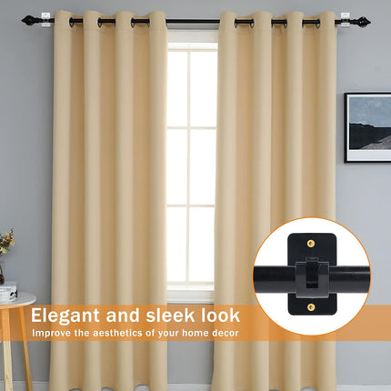 4Pcs Self-Adhesive Curtain Rod Clips, Universal Plastic Curtain Rod Clips, No Drilling,for C urtain Rods up to 40mm (Black) (Curtain Rod Not Included).