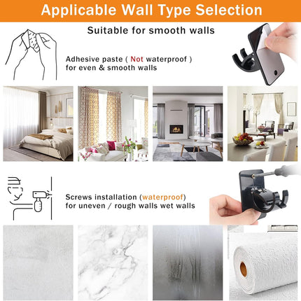 4Pcs Self-Adhesive Curtain Rod Clips, Universal Plastic Curtain Rod Clips, No Drilling,for C urtain Rods up to 40mm (Black) (Curtain Rod Not Included).
