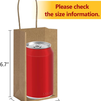50 Pack 3.5x2.4x6.7 Inches Small Kraft Paper Gift Bags with Handles Bulk Mini Party Favor Bags Candy Bags 100% Recyclable Brown Paper Bag.