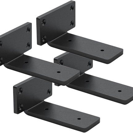 4 Pack Shelf Brackets 4 Inch Floating Shelf Bracket 1/5 inch Thick Heavy Duty Hidden Shelf Brackets Iron Metal Brackets for Shelf Support with Screw Included.