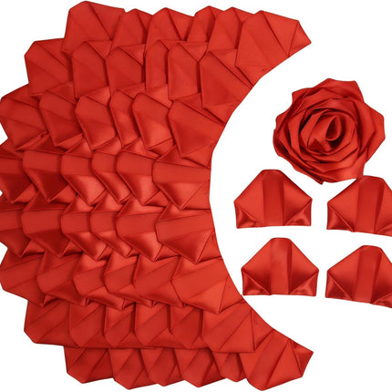 300Pcs Premade Satin Ribbon Rose Petals Half-Finished for Eternal Rose DIY Ramos Forever Flowers Bouquets Everlasting Floral,for Wedding,Anniversary,Birthday (300 Pcs Red).