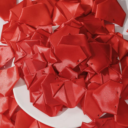 300Pcs Premade Satin Ribbon Rose Petals Half-Finished for Eternal Rose DIY Ramos Forever Flowers Bouquets Everlasting Floral,for Wedding,Anniversary,Birthday (300 Pcs Red).