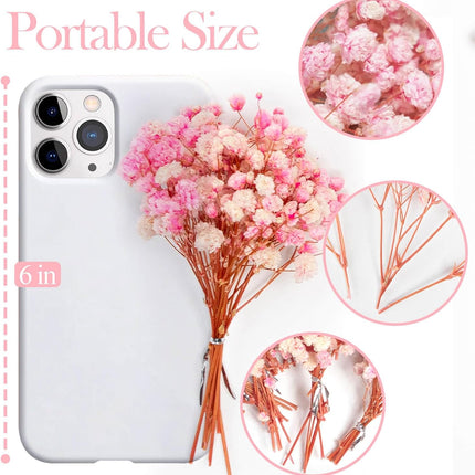 1500+ Mini Pink Dried Babys Breath Flowers, 50pcs Baby Breath Bouquet, 6'' Natural Gypsophila Bulk, Dried Flowers for Gifts, DIY Crafts, Wedding Decor, Card Making, Vase Filler, Wreath Floral.