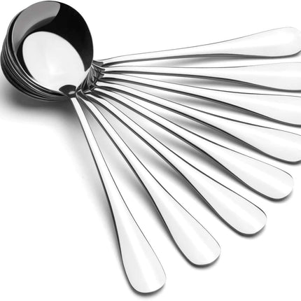 Soup Spoons, Wholesale Spoons Silverware, Round Stainless Steel Spoon Set of 8.