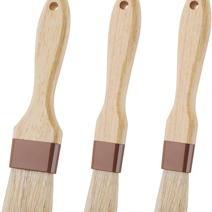 3 Pcs Pastry Brush, Natural Bristle Basting Brush, Cooking Brush, Food Brush, Butter Brush, Baster Brush, BBQ Brushes for Sauce, Kitchen Baking Brushes for Oil, Grilling, Marinade.