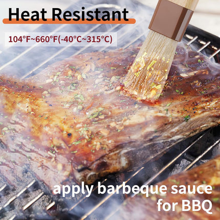 3 Pcs Pastry Brush, Natural Bristle Basting Brush, Cooking Brush, Food Brush, Butter Brush, Baster Brush, BBQ Brushes for Sauce, Kitchen Baking Brushes for Oil, Grilling, Marinade.