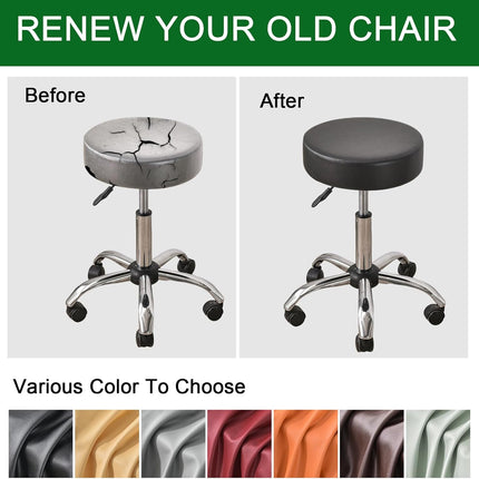 Bar Stool Covers Round Set of 2, Waterproof PU Seat Covers With Elastic Bands, Chair Covers Washable Cushion Slipcover for 12-15 Inch - Black.