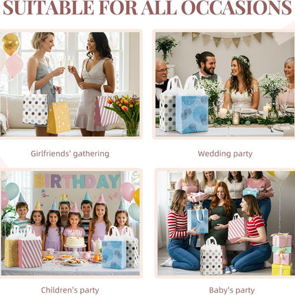 10" Gift Bags Medium Size (4 Pack) - Includes Tissue Paper & Cards, Reusable Non-Woven Gift Bags with handles, Perfect for Birthday, Wedding, Baby Shower, Party, Holiday, 10" x 8" x 4".