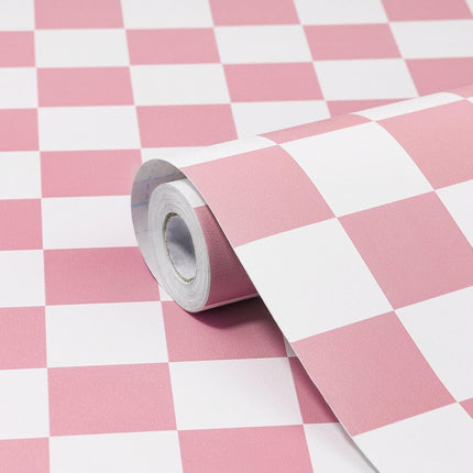 Checkered Wallpaper Peel and Stick Pink Mosaic Checkerboard Contact Paper 17.3”X120”Modern Self Adhesive Vinyl Removable Wall Paper for Shelf Liner,Classroom,Cabinets,Living Room.