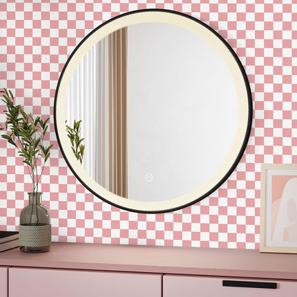 Checkered Wallpaper Peel and Stick Pink Mosaic Checkerboard Contact Paper 17.3”X120”Modern Self Adhesive Vinyl Removable Wall Paper for Shelf Liner,Classroom,Cabinets,Living Room.