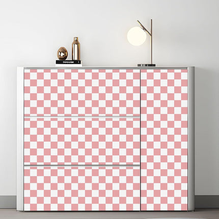 Checkered Wallpaper Peel and Stick Pink Mosaic Checkerboard Contact Paper 17.3”X120”Modern Self Adhesive Vinyl Removable Wall Paper for Shelf Liner,Classroom,Cabinets,Living Room.