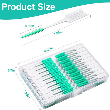 300 Pieces Interdental Brushes,Braces Brush with Silicone Head,Dental Tooth Flossing Toothpick Cleaners Tooth Tool, Green.