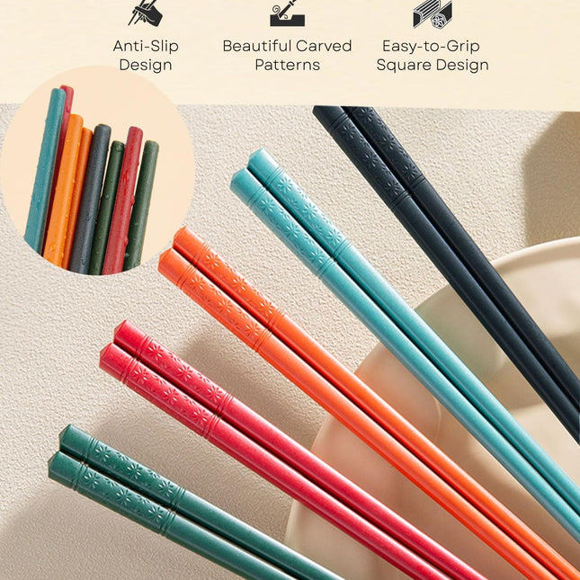 5 Pairs Reusable Training Chopsticks, 9.45 Inch Dishwasher Safe Fiberglass Japanese Training Chopsticks for Beginner, Non-Slip, Easy to Use(colorful).
