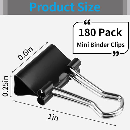 180Pcs Small Binder Clips, Mini Binder Clips, 0.63 in/15mm Clips Office Supplies, Paper Clamps, Binder Paper Clips for Office Supplies Home School Food DIY.