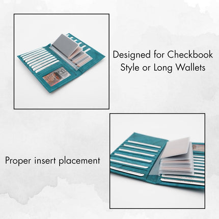 AG Wallets Set of 2 Premium Clear Wallet Inserts - Durable Vinyl Card & Photo Holders, Multiple Styles for Bifold, Trifold & Checkbook Wallets (Checkbook 6 Page).