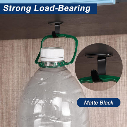 Stainless Steel Screw Mounted Ceiling Hooks, Under-Shelf Towel/Robe Clothes Hook Heavy Duty Coat Hanger for Bathroom Kitchen Cabinet Garage, 10 Pack (Matte Black).