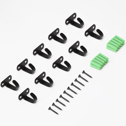 Stainless Steel Screw Mounted Ceiling Hooks, Under-Shelf Towel/Robe Clothes Hook Heavy Duty Coat Hanger for Bathroom Kitchen Cabinet Garage, 10 Pack (Matte Black).
