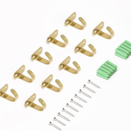 Stainless Steel Screw Mounted Ceiling Hooks, Under-Shelf Towel/Robe Clothes Hook Heavy Duty Coat Hanger for Bathroom Kitchen Cabinet Garage, 10 Pack (Brushed Gold).