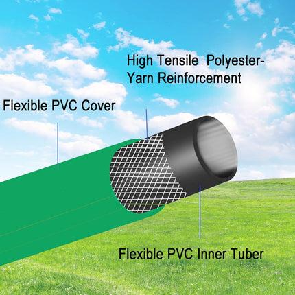 PVC Garden Hose 1/2 Inch, 5 FT Flexible Water Hose Green with Male and Female Plastic Fittings - No Leaking and Lightweight for Household Outdoors Lawns Patio.