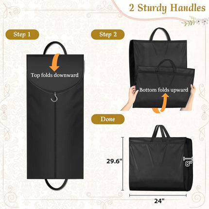 72" Wedding Dress Garment Bag for Travel with 4" Gusseted Long Hanging Dress Bags for Gowns for Women Garment Cover Clothes Storage for Closet, Black.