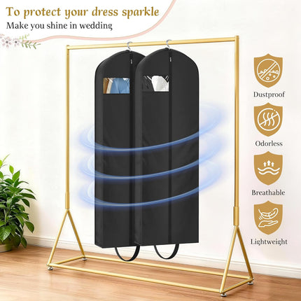 72" Wedding Dress Garment Bag for Travel with 4" Gusseted Long Hanging Dress Bags for Gowns for Women Garment Cover Clothes Storage for Closet, Black.