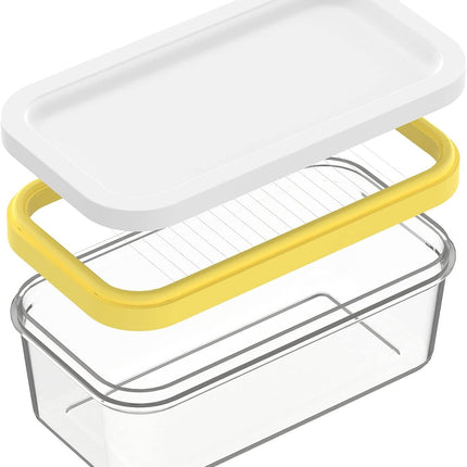 Butter Slicer Cutter with Storage Container, Stick Butter Dish with Lid for Fridge, Easy Cutting Two 4oz Sticks (Not Airtight, Small).