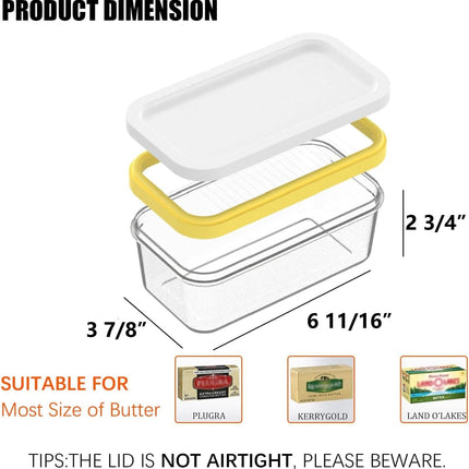 Butter Slicer Cutter with Storage Container, Stick Butter Dish with Lid for Fridge, Easy Cutting Two 4oz Sticks (Not Airtight, Small).