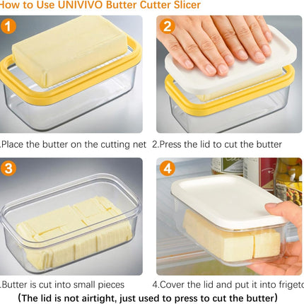 Butter Slicer Cutter with Storage Container, Stick Butter Dish with Lid for Fridge, Easy Cutting Two 4oz Sticks (Not Airtight, Small).