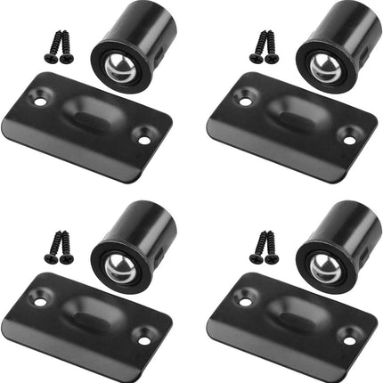 4 Pack Drive in Ball Catch with Strike Plate for Closet Doors, Black, 13/16 Inch x 1-1/8 Inchs,Die-cast, Adjustable Tension Ball.