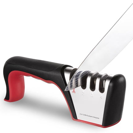 4-in-1 Knife Sharpener, Kitchen Knife Accessories for Ceramic Knives, Steel Knives and Scissors, Aiding in Repair, Restoration, and Polishing of Blades.