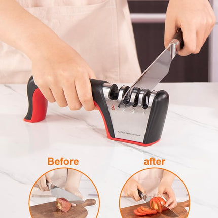 4-in-1 Knife Sharpener, Kitchen Knife Accessories for Ceramic Knives, Steel Knives and Scissors, Aiding in Repair, Restoration, and Polishing of Blades.