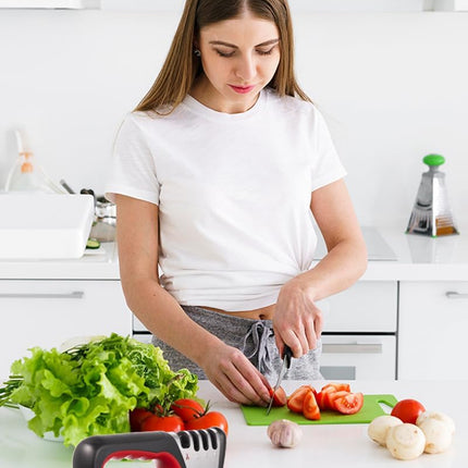 4-in-1 Knife Sharpener, Kitchen Knife Accessories for Ceramic Knives, Steel Knives and Scissors, Aiding in Repair, Restoration, and Polishing of Blades.
